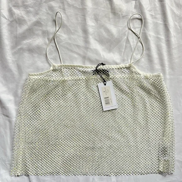 NWT WeWoreWhat Crystal Mesh Camo in White - Picture 5 of 6